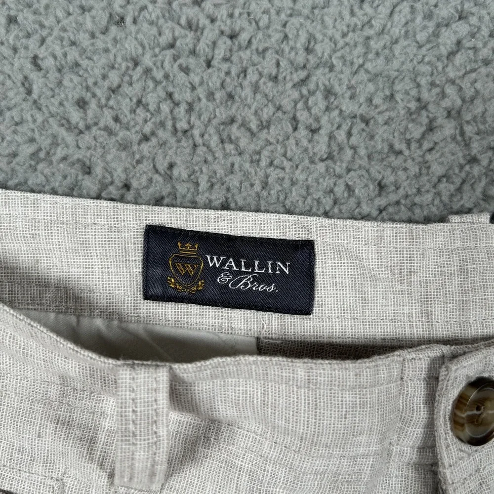 Wallin & Bros‎ Shorts Mens 36W Beige Linen Cotton Blend Summer Classic Casual - Picture 2 of 8